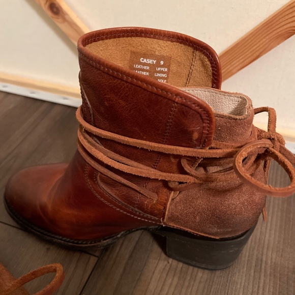 Freebird by Steven Casey Cognac Brown Leather & Suede Ankle Boots Sz 9 - Picture 3 of 6